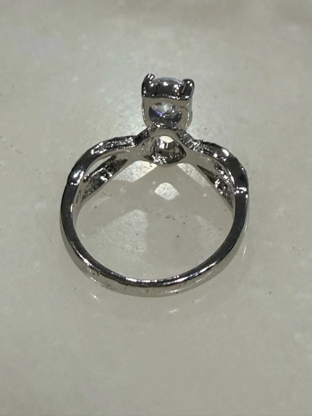 Artisan Silver Twisted Halo Ring with Blue Cubic Zirconia Stone Size 7